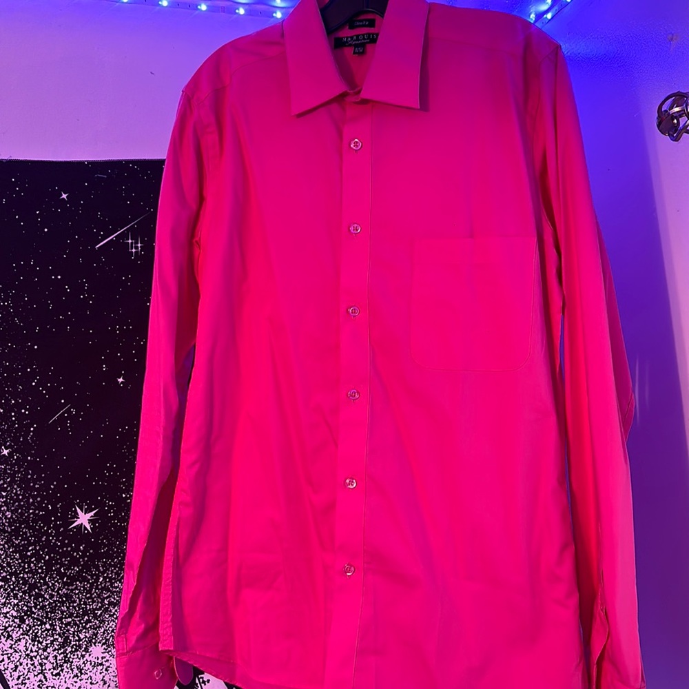 Slim Fit Marquis Signature SlimFit Dress Shirt: Pink 15-15 1/2 and 34-35